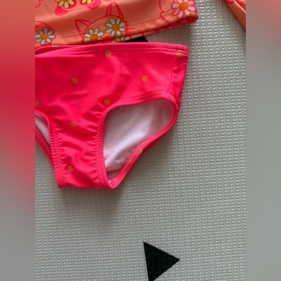 Cat & Jack|Baby girl Neon Pink Boho Floral Kids Swim Set bikini•••long sleeve - Picture 6 of 6